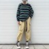 PUNIAMA Nhật Bản giặt kaki dây rút Quần xu hướng nhiều túi Quần công sở nam chín điểm dây rút quần harem shop quần jean nam Crop Jeans