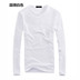 Mùa thu nam dài tay T-Shirt màu rắn trắng V-Cổ đáy áo mỏng phần của màu trắng tinh khiết kích thước lớn lỏng từ bi vòng cổ quần áo Áo phông dài