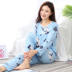 Mùa hè cotton lụa đồ ngủ nữ dài tay quần nhân tạo cotton tháng quần áo mẹ nạp bông lụa nhà dịch vụ giản dị phù hợp với Giống cái