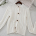 1735 retro chic len nước hoa nhỏ trang nghiêm áo len khí quyển móng tay khoan hoa khóa ngắn đan áo len áo cardigan nữ hàn quốc Cardigan