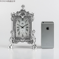 Будильник 意大利进口linea argenti镀银工艺品欧式复古时钟 台钟 摆件27cm