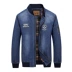 áo jacket Battlefield Jipu Mùa thu và mùa đông Áo khoác denim của nam giới Cổ điển Kích thước lớn Hàng đầu Áo khoác bảo hộ lao động thường ngày Áo khoác nhung của nam giới Cổ áo bóng chày áo khoác dáng dài Áo khoác