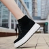 Giày cao gót nữ 2019 mới mùa xuân da phiên bản Hàn Quốc của đai thủy triều hoang dã tăng màu đen giày đế bệt - Giày cao gót giày thể thao nữ cổ cao đen Giày cao gót