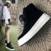 Giày cao gót nữ 2019 mới mùa xuân da phiên bản Hàn Quốc của đai thủy triều hoang dã tăng màu đen giày đế bệt - Giày cao gót giày thể thao nữ cổ cao đen Giày cao gót