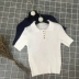 Của phụ nữ ngắn tay áo Hàn Quốc mùa xuân 2018 sinh viên bó sát V-Cổ knit polo shirt retro Hồng Kông hương vị T-Shirt áo gile len Áo / áo thun