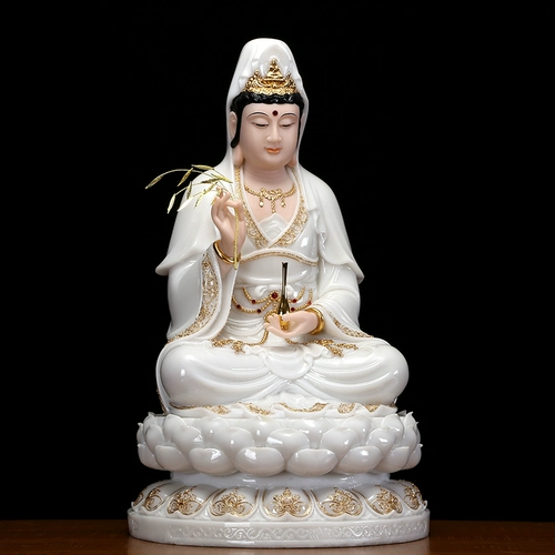 Хан Байю Гуаньян Бодхисаттва дома, сидящая Лотос Гуаньин Будда Статуя поклоняется дому семьи и статуи сидящих трех святых