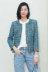 Liu Wen với áo khoác mùa thu 2019 ga châu Âu mới nhỏ nước hoa nữ khí chất thô vải tweed cardigan ngắn thủy triều - Accentuated eo áo áo khoác măng tô kaki nữ Accentuated eo áo