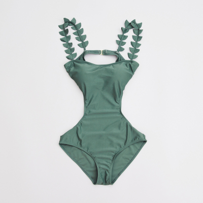 Ins网红韩国显瘦露背连体泳衣女性感小胸聚拢遮肚保守温泉比基尼-淘宝网