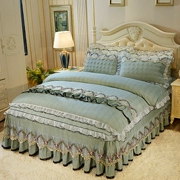 Váy ngủ châu Âu bốn bộ công chúa phong cách ren chăn bao gồm chà nhám chăn đệm giường ngủ váy - Bộ đồ giường bốn mảnh