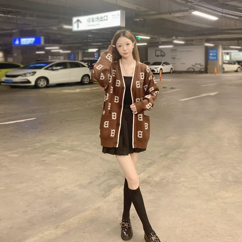 MLB, кардиган, ретро трикотажная рубашка для влюбленных, свитер