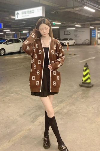 MLB, кардиган, ретро трикотажная рубашка для влюбленных, свитер