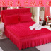 Mùa thu và mùa đông flannel quilted bed bed bed đơn mảnh dày ấm cộng với bông giường nhóm giường trải giường bao gồm gối drap giường có viền Váy Petti