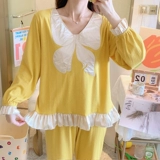 Лонгслив, осенняя демисезонная хлопковая милая пижама, милый демисезонный комплект, 2021 года