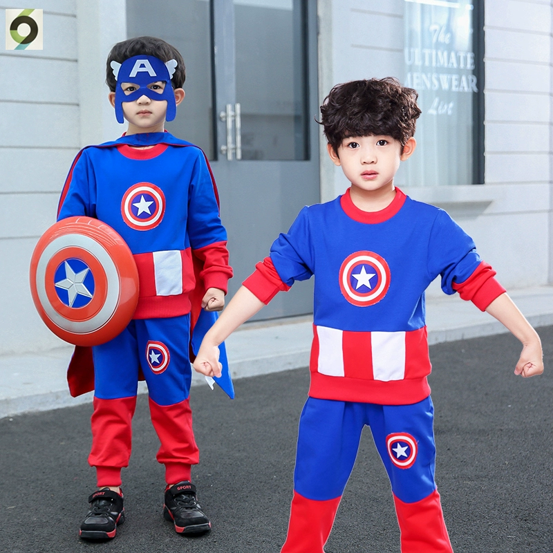 Trẻ em Captain America Quần áo trẻ em Con trai Bộ đồ mùa xuân đẹp trai 2020 Quần áo siêu nhân Trang phục Giáng sinh - Phù hợp với trẻ em