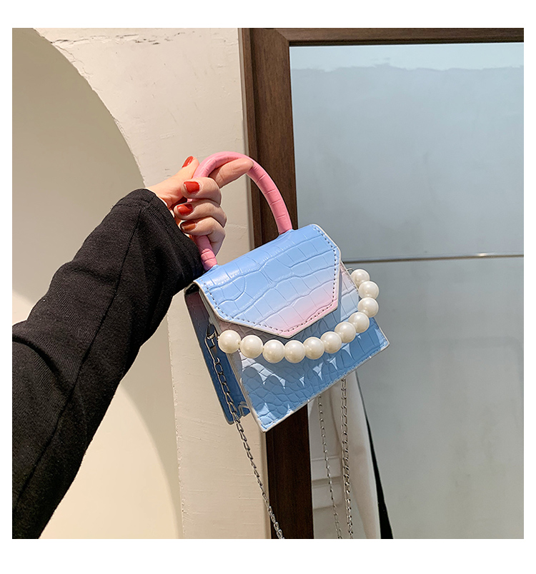Blue2021 summer new pattern Advanced sense this year popular Gradients Inclined shoulder bag