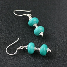 Серьги 素元绿松石耳环复古民族风手工耳饰女西藏个性耳坠无耳洞饰品包邮