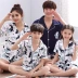 Cha mẹ và con đồ ngủ mùa hè gia đình của ba nữ ngắn tay Nhật Bản bông hai mảnh phù hợp với mẹ- con phim hoạt hình gia đình bốn Cha mẹ và con