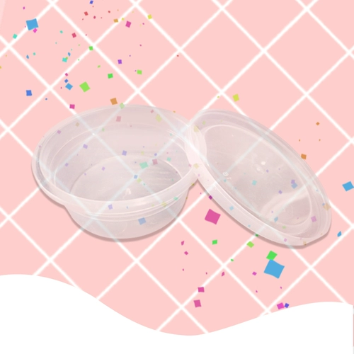 Круглая коробка, маленькая прозрачная глина, пластиковый слайм, пластилин, тара