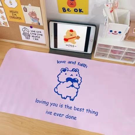 3. Love Bear PowderCartoon Soft sprout Bear Rabbit Table mat student dormitory Mouse pad computer Keyboard pad Table mat desk decorate female