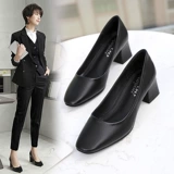 Черная обувь, летняя униформа медсестры, классический костюм, туфли