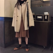 Phiên bản Hàn Quốc của mùa thu khí hoang dã lỏng lẻo dài phần nhỏ ve áo dài tay áo đôi mỏng áo len mỏng áo khoác nữ