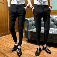 Mùa hè chín quần nam quần âu 2018 Hàn Quốc phiên bản của quần xu hướng Slim chân quần 9 điểm quần đen nam quần kaki nam ống đứng