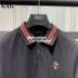 Cửa hàng quần áo nam GXG với đoạn 2019 mùa thu mới màu đen giản dị ve áo ngắn tay áo polo nam GY124601E - Polo