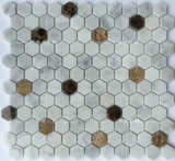 Каменная мозаика натуральная мрамор Карара Белая ванная комната Фоновая стена Большая шестиугольная плитка соты