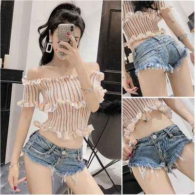 夏装新款DS热舞性感夜店女装超低腰翘臀热裤水洗磨毛三角牛仔短裤-淘宝网 夏装新款DS热舞性感夜店女装超低腰翘臀热裤水洗磨毛三角牛仔短裤-淘宝网