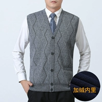 Trung niên quần áo nam cộng với nhung độn vest cha mùa thu và mùa đông mô hình kích thước lớn lỏng đan áo len cardigan vest vest đồ vest