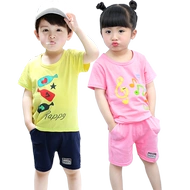 Trẻ em ngắn tay phù hợp với mùa hè mới chàng trai và cô gái cotton trẻ em của bé giải trí thể thao ngắn tay phù hợp với thủy triều