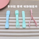 Детские пищевые ножницы для прикорма, палочки для еды, керамическая японская ложка, портативная переносная коробка, маленький комплект