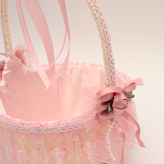 Свадебная корзина под цветы 花童花篮婚礼手提创意藤编撒花瓣小篮子蕾丝伴娘西式婚礼舞蹈用品