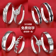 Cặp vợ chồng bạc sterling nhẫn đôi nam nữ trang sức chữ Nhật Bản và Hàn Quốc đơn giản nhẫn đỏ s925 kim cương mở nhẫn cưới