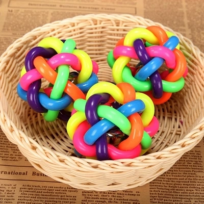 Разноцветный колокольчик, резиновая игрушка для тренировок, домашний питомец, издает звуки, кот