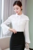 Mùa xuân 2019 mới của phụ nữ phiên bản Hàn Quốc của áo sơ mi voan xù lông tay áo sơ mi trắng tay dài - Áo sơ mi dài tay Áo sơ mi dài tay