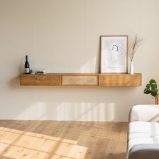 шкаф для ванной 日式实木藤编壁柜小户型家用复古墙上置物架民宿卧室收纳柜挂墙式