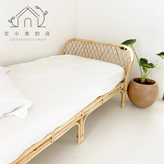 спальня из ротанга 北欧藤编床ins天然真藤简约单人床1.8米民宿藤条编织床儿童床藤床