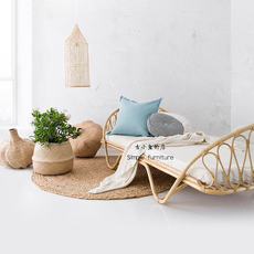 спальня из ротанга 古小鱼 北欧藤编床ins真藤沙发床印尼天然儿童床民宿客栈藤编家具