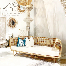 Диван из ротанга 古小鱼 北欧藤编沙发藤椅茶几组合轻奢简约单双三人印尼真藤沙发