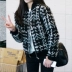 2018 mùa thu và mùa đông quần áo kẻ sọc mới đồng phục bóng chày nữ lỏng Hàn Quốc phiên bản của chiếc áo khoác ngắn đa năng len coat dày áo khoác nữ cao cấp Áo khoác ngắn