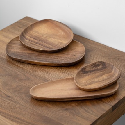 日本式不規則木製皿実木ドライフルーツ皿家庭用菓子皿原木小食皿木製コーヒートレイ