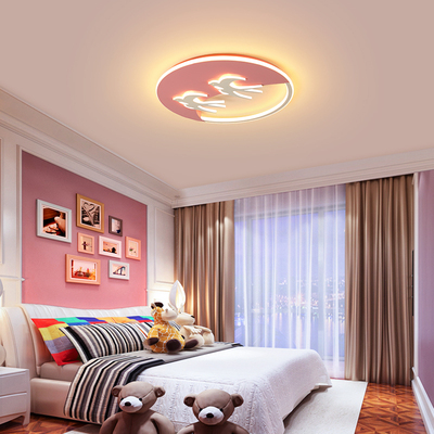 LED trần ánh sáng -Điều chỉnh ánh sáng không có ánh sáng phòng ngủ sáng tạo cá tính sáng tạo tròn cho trẻ em ánh sáng ấm áp màu hồng lãng mạn đèn led mắt trâu đèn thả văn phòng Đèn trần
