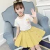 Quần áo trẻ em mùa hè 2019 mới cho bé gái váy phù hợp với tay áo ngắn Hàn Quốc cho bé váy xếp li hai mảnh - Khác