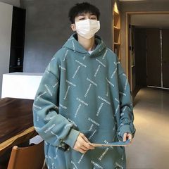 衛衣男秋冬季韓版潮流寬鬆情侶裝連帽加絨上衣百搭學院風大碼印花外套