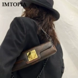 IMTOPIA изысканная мини-итальянская импортная сумка-багет из воловьей кожи, фирменная сумка на плечо в популярном стиле D2017509