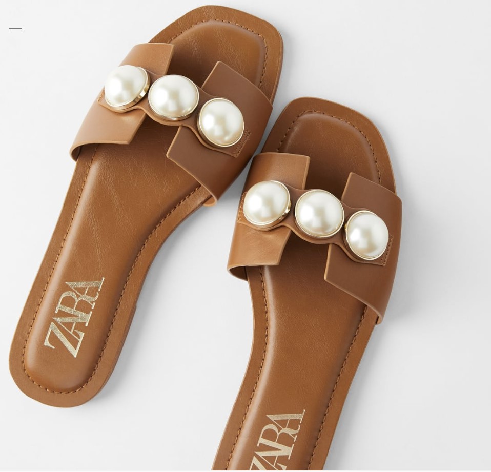 Dark BrownSpain Z home 2020 summer new pattern Pearl decorate Leatherwear Flat bottom Sandals Versatile Barefoot Wear out slipper female