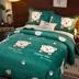 Giường trẻ em bọc vải cotton ba mảnh dễ thương sang trọng cá tính Bắc Âu chần 1.8 màu xanh da trời đơn ký túc xá - Trải giường Trải giường