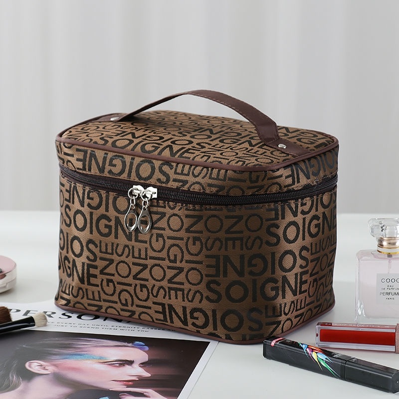 Large Letter Coffeemulti-function Cosmetic Bag female Portable 202021 new pattern Superfire ultra-large capacity product storage box Advanced sense suitcase