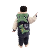 Динозавр для мальчиков, демисезонная детская фланелевая стеганая флисовая коралловая бархатная пижама, подходит для подростков